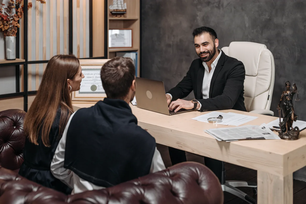 An attorney meeting a client